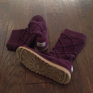 UGG Women Classic Argyle Knit Boots Fig Size 8