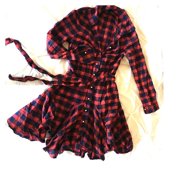 Flared flannel dress