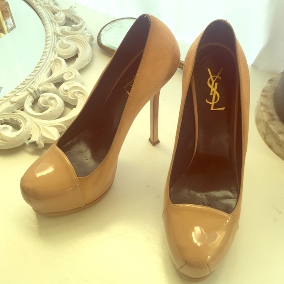 Saint Laurent Tribute Pumps w/ patent leather toe