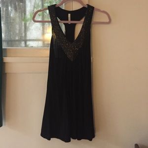 Sequin neckline racerback tunic