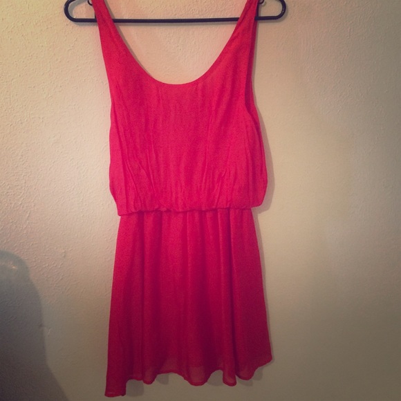 Red swoop neck dress!