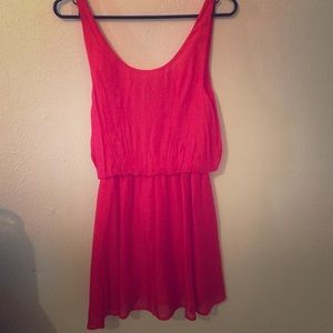 Red swoop neck dress!