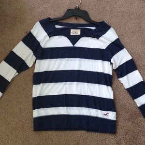 Half-sleeve Navy and White Stripped Shirt