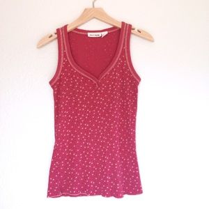 DKNY Jeans Petite Red & Polka Dot Tank Top