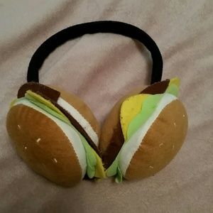 Plush adjustable hamburger earmuffs