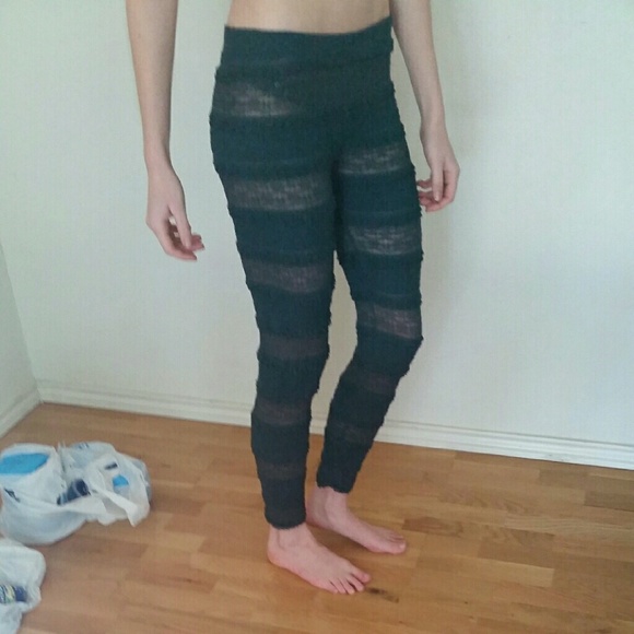 Dark Green Lacy Free People Leggings