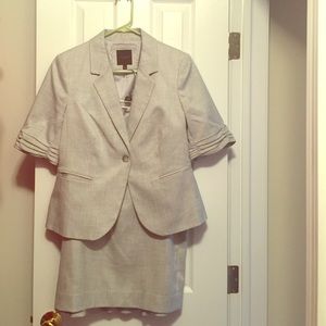 Light gray business suit.  Like new