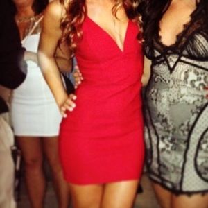Deep cut red dress