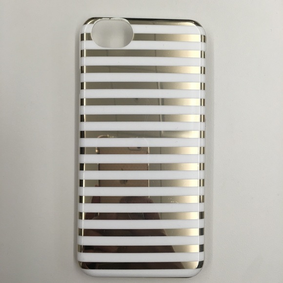 🔱iPhone 6S White and Gold Striped Metallic case⚜