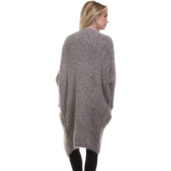 LAST ONE!! Rose/Grey Faux Fur Pocket Sweater - Picture 2 of 2