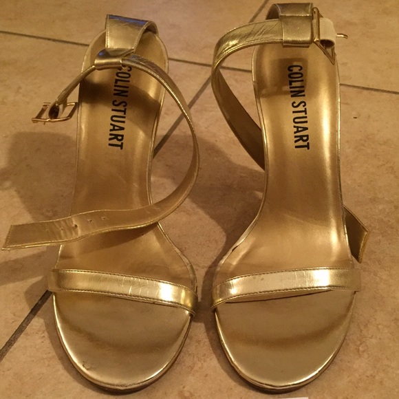 Colin Stuart gold strappy heels