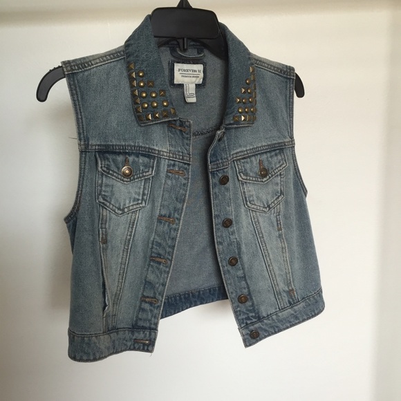 Forever 21 studded jean vest