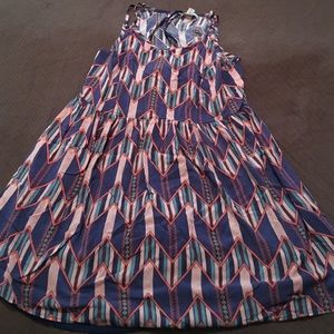 Blue/pink printed dress