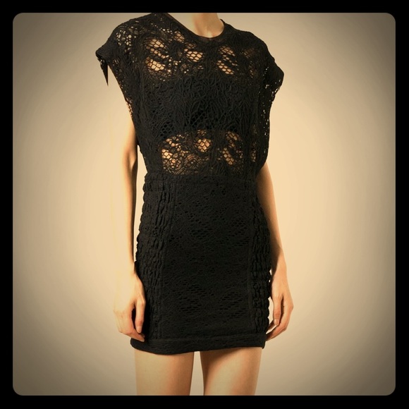 Iro floa black lace dress