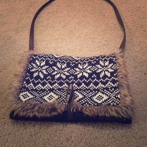 Black and White Cross Body with fur