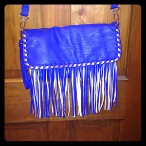 Blue Steve Madden fringe bag