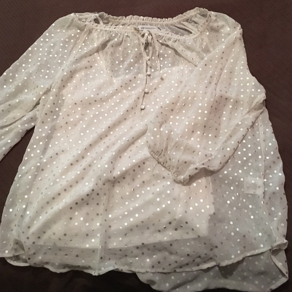 White polka dot top with cami underneath