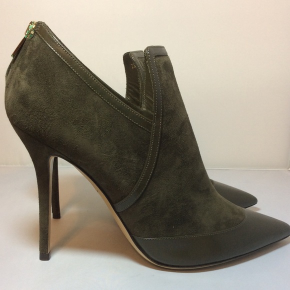 Salvatore Ferragamo Deep Green Nume Glass Bootie