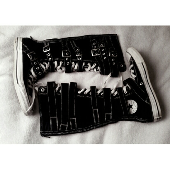 Black knee high converse