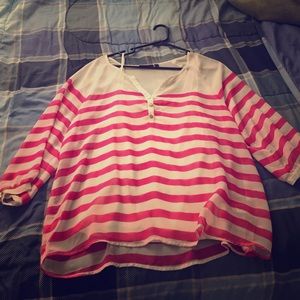 Pink Stripe Sheer Blouse