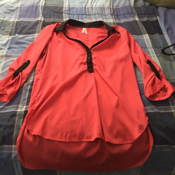 Coral and black top