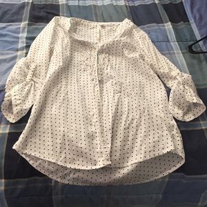 White polka dot ruffle blouse