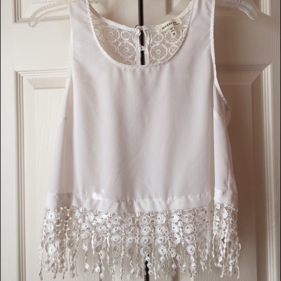 Sold on Facebook ‼️ Monteau White Lace Fringe Too