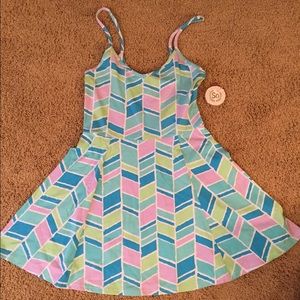 New "aqua stone" spaghetti strap skater dress