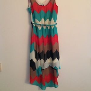 Brand NEW Multi Color High/Low Dress with Belt