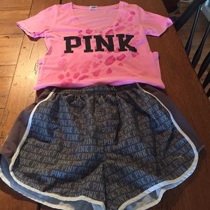Victoria's Secret PINK V-neck tee and shorts