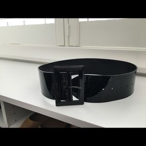 3" Thick Black Patent Leather Belt