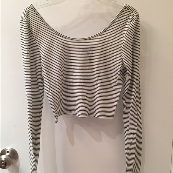 Brandy Melville Long Sleeve Striped Crop Top