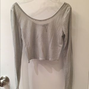 Brandy Melville Long Sleeve Striped Crop Top