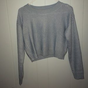 Blue Cable knit cropped sweater
