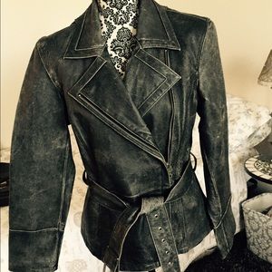 Leather motorcycle jacket