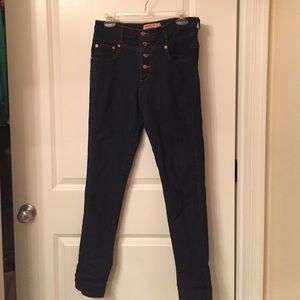 High waisted, button fly jeans