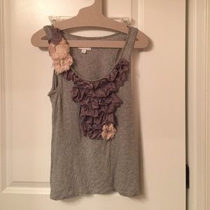 Grey tank with Ruffles and flowers