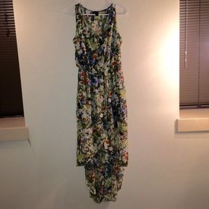 Multi Color Floral Hi/Low Dress with Elastic Belt