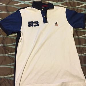 Nautica Blue|White collar polo shirt