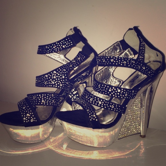 Stunning Black and silver platforms