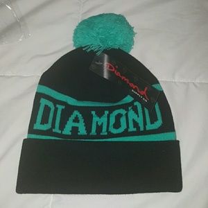 Black and Teal diamond supply beanie