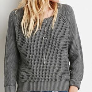 NWT FOREVER21 Gray Textured Raglan Sweater Size L