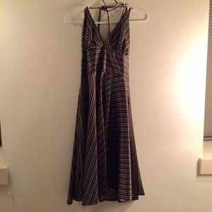 Halter Top Silky Brown & White Striped Dress