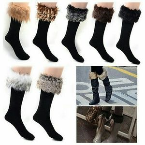 faux fur knee high sock