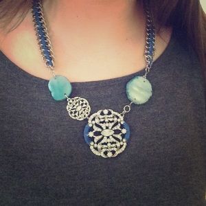 🎉 Blue and Rhinestone Necklace