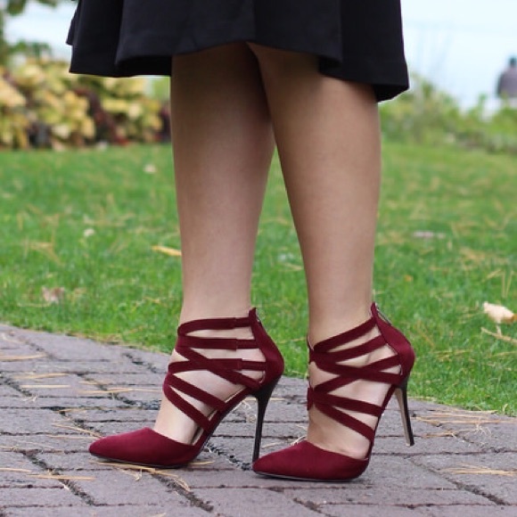 wine strappy heels