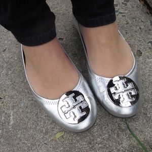 Tory Burch Shoes - Tory Birch Silver Reva Flats Tory Burch Shoes - Tory Birch Silver Reva Flats