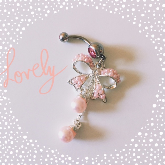 Pink bow and pearl belly button ring *BRAND NEW*