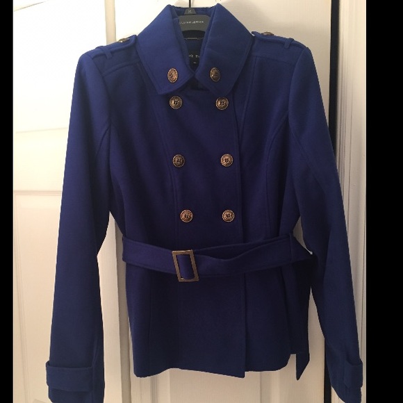 Royal blue pea coat from a wilsons leather store