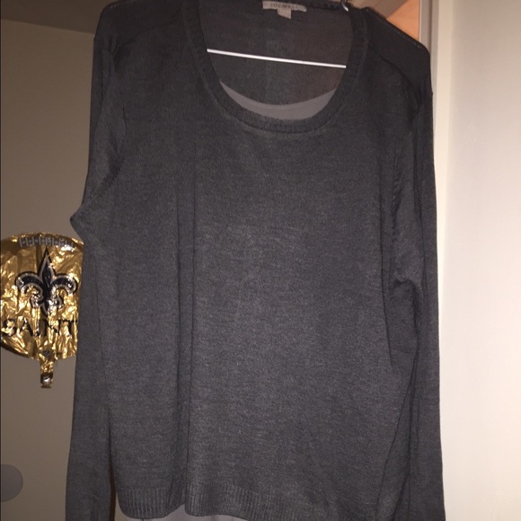 Dark gray sweater w/sheer lighter gray tank under